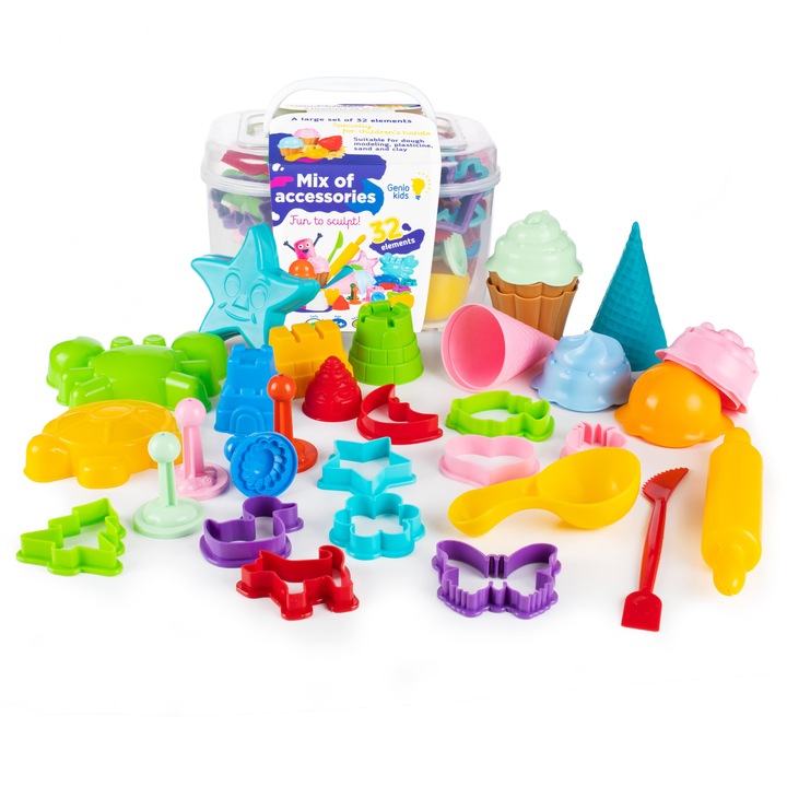 Set GenioKids 32 de ustensile de bucatarie pentru modelat