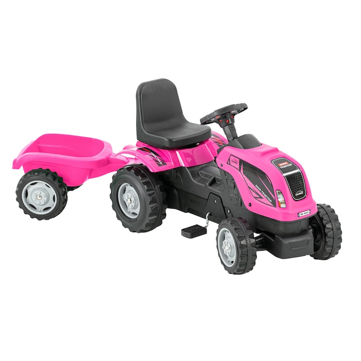 Tractor cu pedale si remorca Micromax MMX Pink
