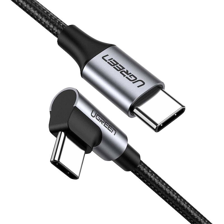 Cablu de date, UGREEN, USB-C la USB-C, 3A, 60W, 0,5 m, Negru