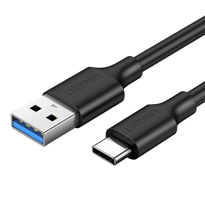 UGREEN кабел за данни и зареждане, USB-C 3.0, никелиран, 1 м, черен