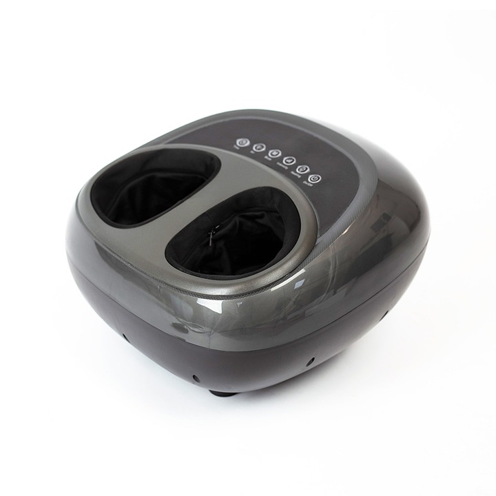 Aparat de masaj electric pentru picioare Line Sport, cu masaj Shiatsu, presoterapie (perne de aer) si incalzire, ideal pentru relaxare, stimularea circulatiei si ameliorarea durerilor, cu intensitate reglabila, Negru