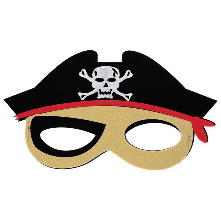 Masca, model pirat, din fetru, multicolora, 22 x 13cm