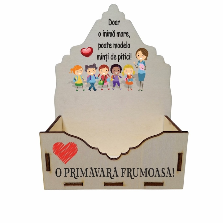 Cutie Aranjamente Florale, Lemn, Profesoara, Educatoare, 20 cm, CAUV034