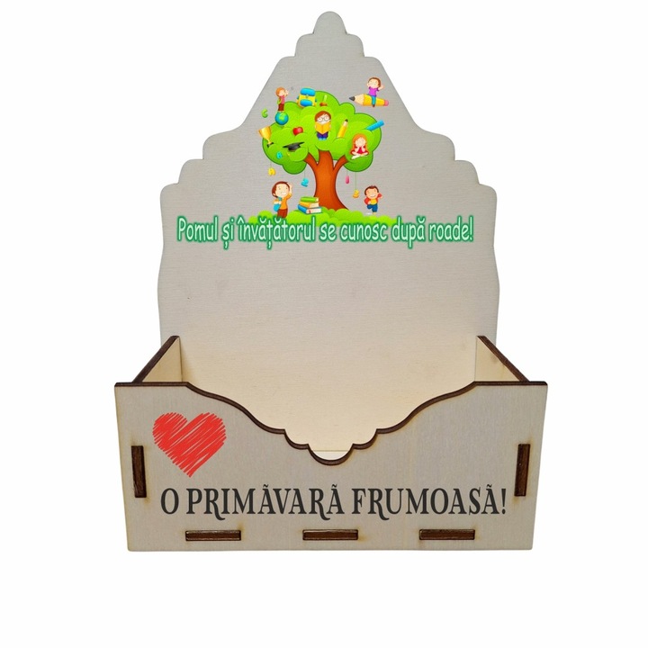 Cutie Aranjamente Florale, Lemn, Profesoara, Educatoare, 15 cm, CAUV036