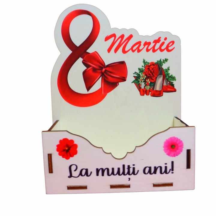 Cutie Aranjamente Florale, Lemn, 8 Martie, 15 cm, CAUV041