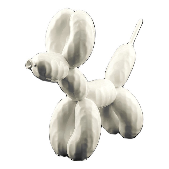 Decoratiune "Balloon Dog", aspect balon rasucit, alb, 20x17x7cm, 3D Market®