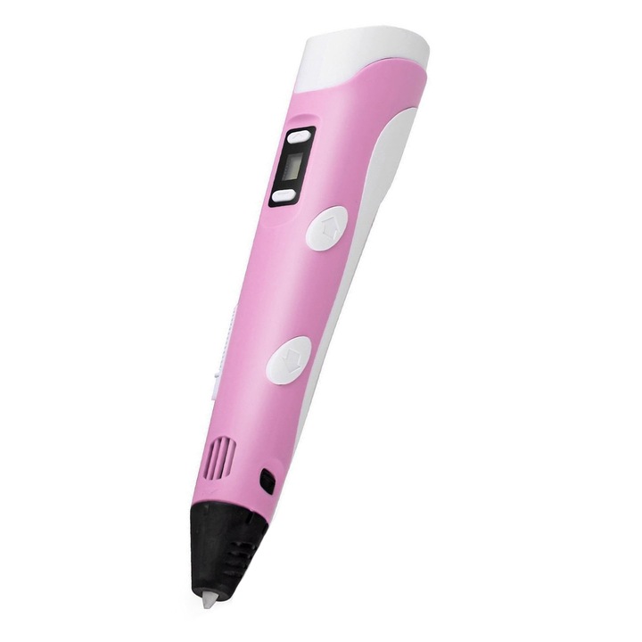 GREATON 3D молив за рисуване на обекти в космоса, включени нишки, захранване от мрежата, LCD екран, 230 C, розов