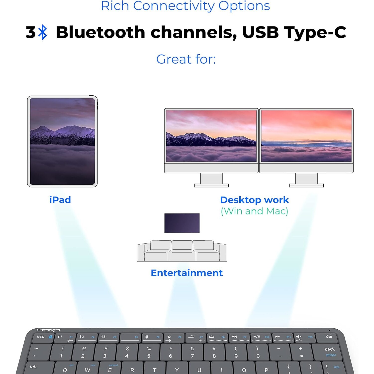 Tastatura, PSKEY2SGEN, Qwerty, Bluetooth, Touchpad, Numeric, Baterie ...