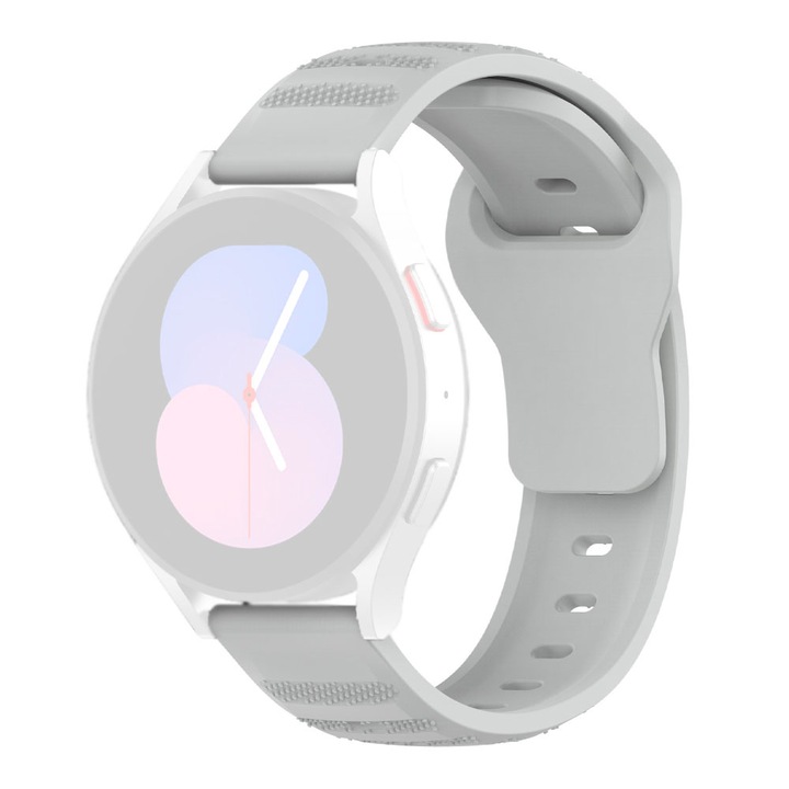 Curea Ajustabila Ceas SmartWatch 20 MM pentru Samsung Galaxy Watch 4 / 5 / Active 2, Huawei Watch GT 3 (42mm) / GT 3 Pro (43mm), Soft Silicone, Comfy to Wear, Gri