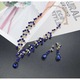 Set bijuterii pentru femei, GMO, Wedding Safir Cristal, colier si cercei, forma muguri, albastru