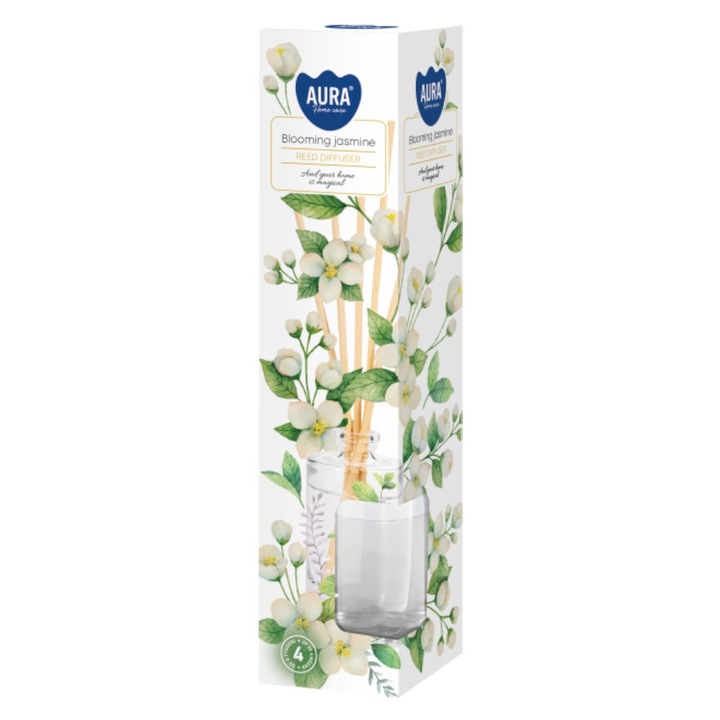 Set 2 x Odorizant Difuzor cu Betisoare pentru Casa, Bispol, Iasomie Inflorita