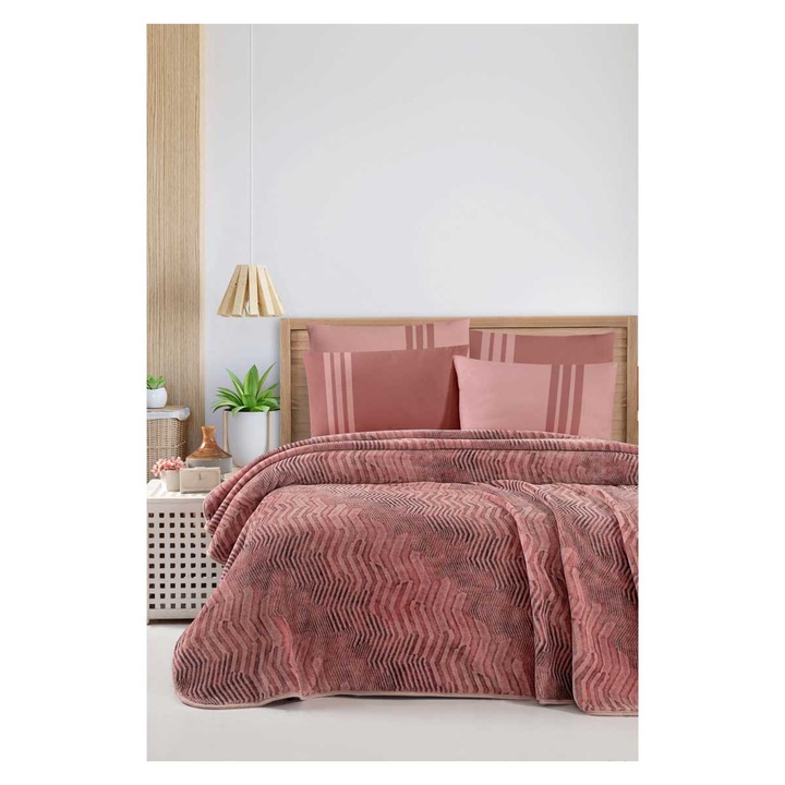 Спален комплект Кингтекс POWDER, с одеяло, дигитален памучен сатен за спалня, 7 части