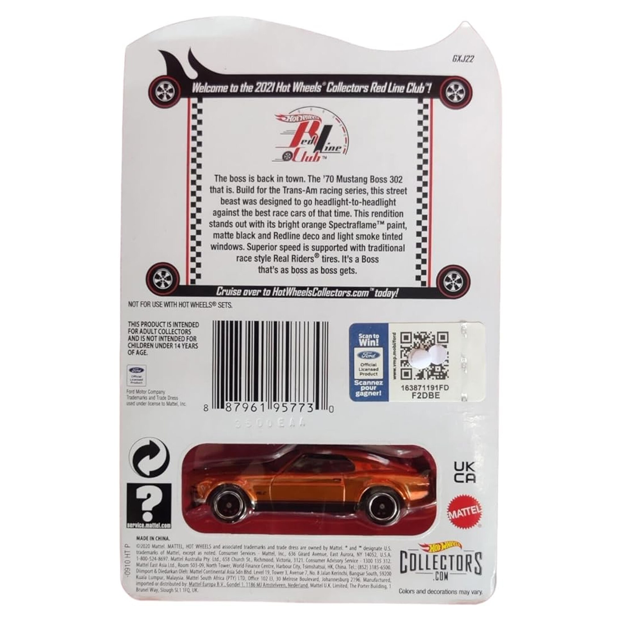 Masinuta de colectie Hot Wheels '70 Mustang Boss 302, RLC - Red