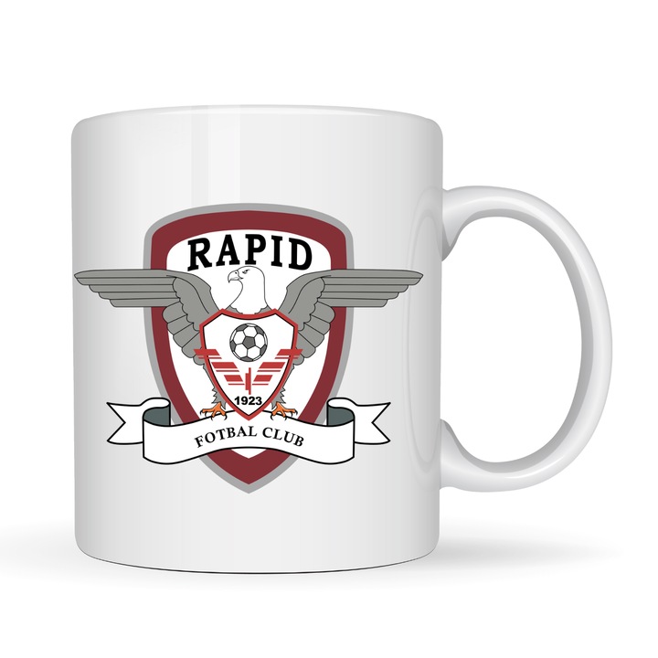 Персонализирана чаша "Rapid" v4, Rapid Bucharest football club, sport, football, supporter, white, 330 ml