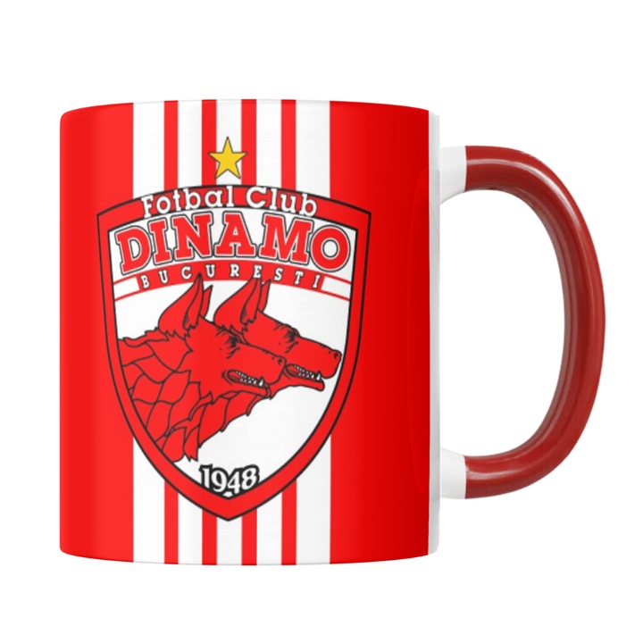 Cana personalizata „Dinamo” v5, fotbal club Bucuresti, sport, fotbal, suporter, rosie, 330 ml