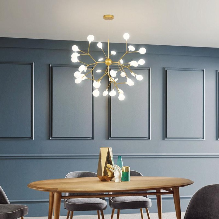 Lustra LED Tip Pendul RFAN, Modell 5350-36, Fém, 36 X G4, Auriu/Alb