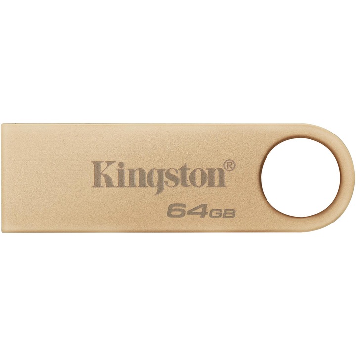 Memorie USB Kingston DataTraveler SE9 G3, 64GB, USB 3.2 Gen1, Metalic, Auriu