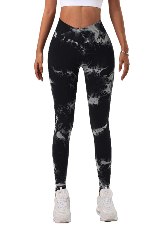 Colanti Modelatori Fitness Premium UraMag, Tie Dye, Talie Inalta V, Negru,  M 