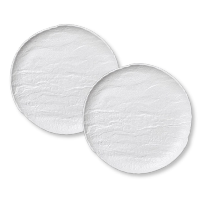 Комплект 2 кръгли чинии 28 см, Wilmax England, порцелан, бяло