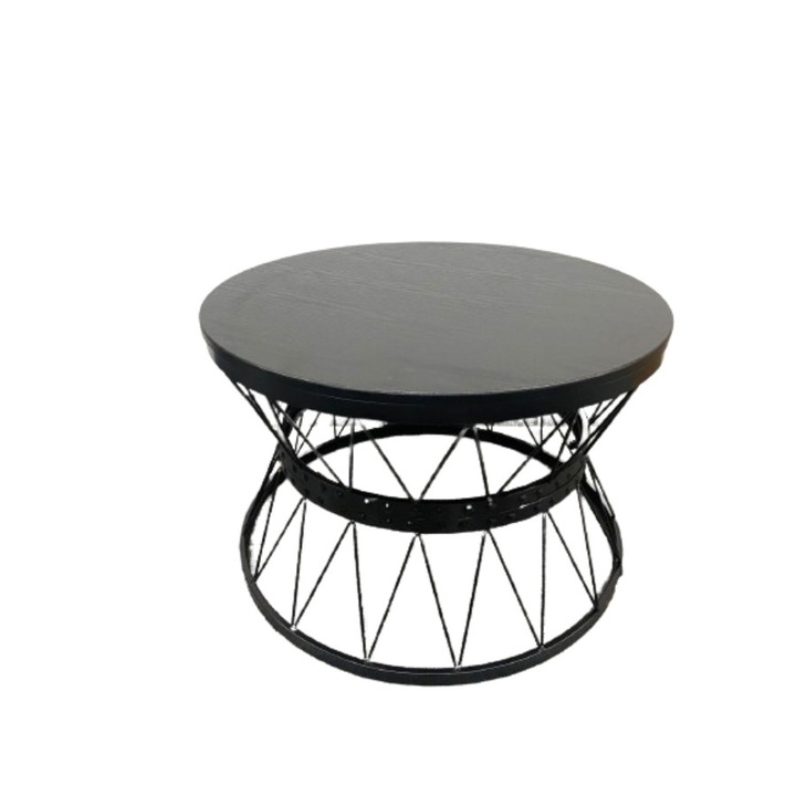 Masa de cafea, negru, Ǿ68 x 45 cm