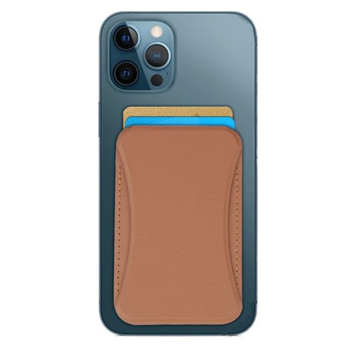 Portofel MagSafe cu Suport, CardHold, pentru Carduri, Leather Look, Maro