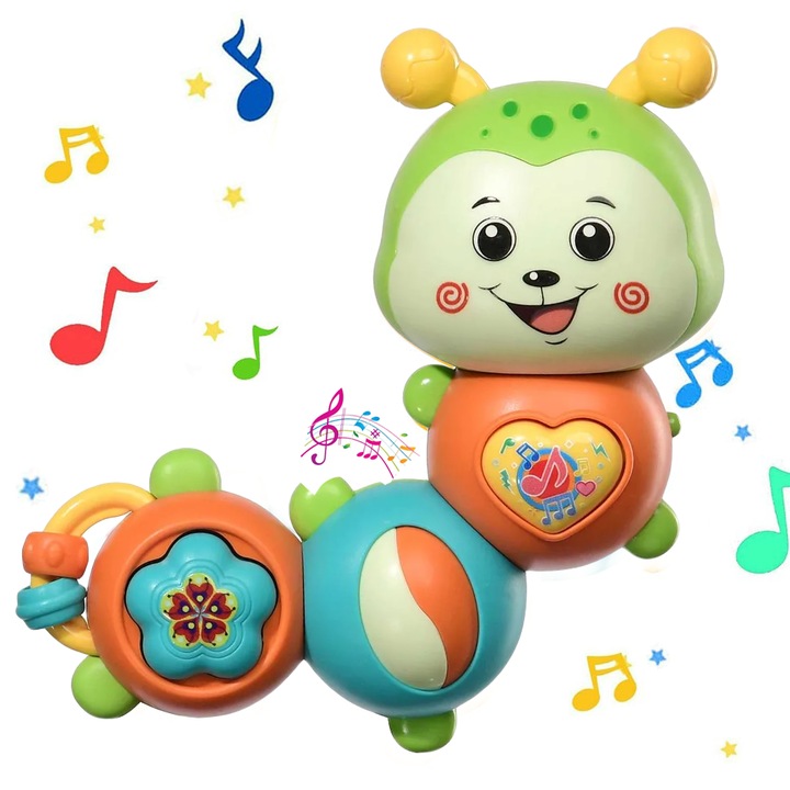 Jucarie interactiva cu functie de rotire 360 de grade si lumini, Omida RCO, 23 x 8 cm, WW7004-B