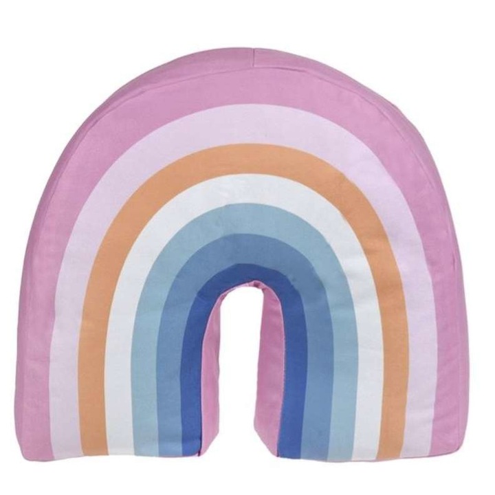 Accesoriu decorativ, perna in forma de curcubeu, camera fetite, Multicolor, 40x35cm