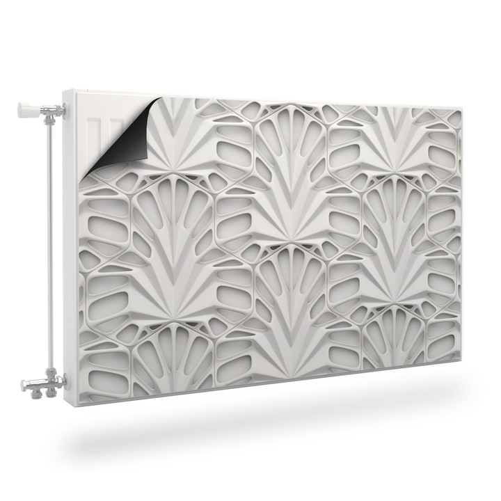 Magnet Muralo, decor radiator 80 cm x 60 cm Efect 3D abstract alb - eMAG.ro