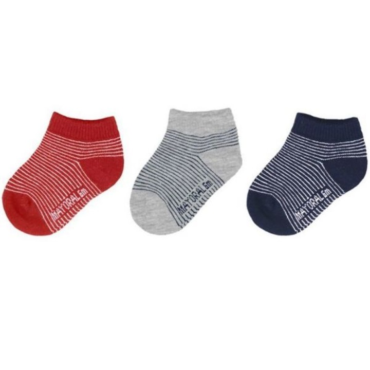 Комплект от 3 чифта къси чорапи Червен/Сив/Тъмноси (10241), Mayoral, 12 месеца