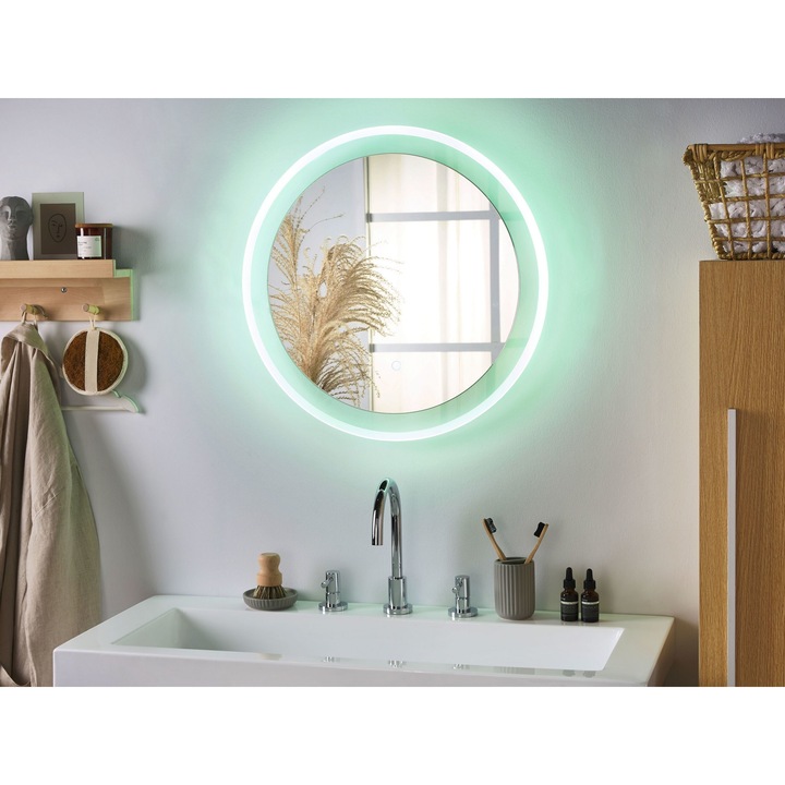 Falitükör beépített LED világítással ø 58 cm BRINAY