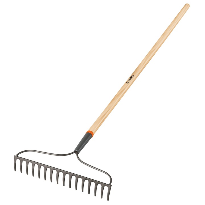 Grebla classic pentru sol cu 16 dinti, coada din lemn, prindere arc, Truper