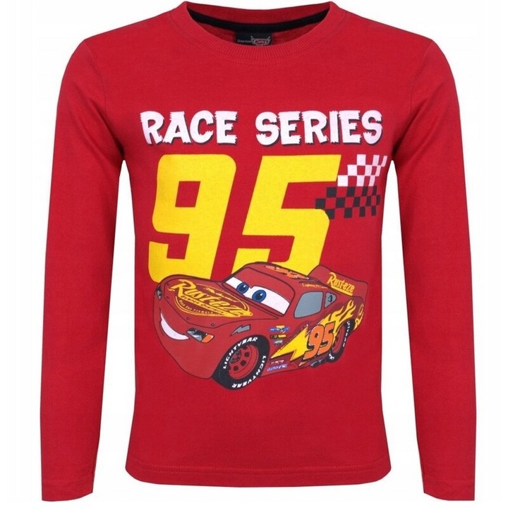 Bluza maneca lunga, bumbac, Race series 95, rosu 122 CM