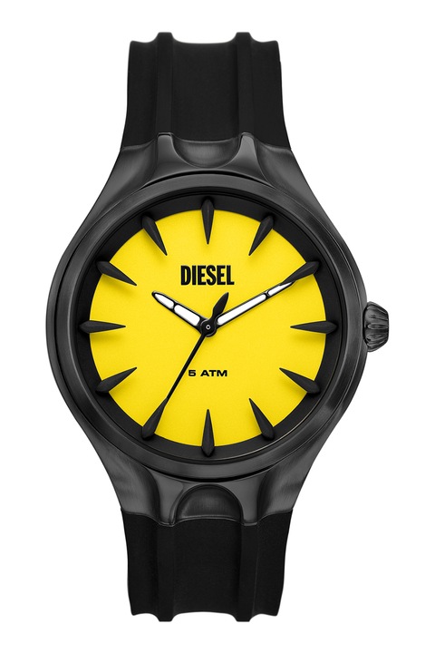 Diesel, Часовник от неръждаема стомана със силиконова каишка, Черен, Тъмносив