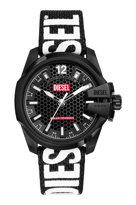 Diesel, Соларен часовник с лого, Бял, Черен