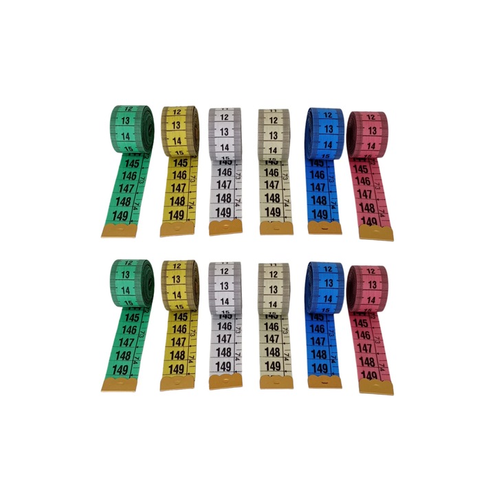 Set 12 buc centimetre de croitorie 150cm, AVI-2229 Multicolor