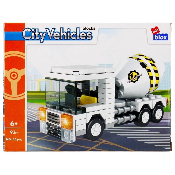 Set de constructie cu masina, Alleblox, 93 de piese, Multicolor