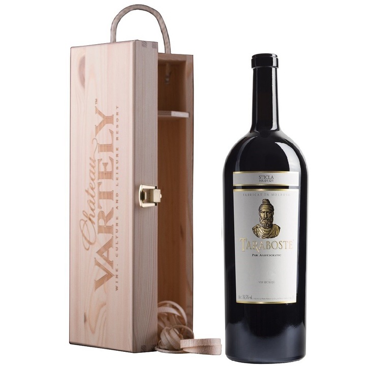 Vin Rosu Vartely Taraboste, Cabernet & Merlot, Cutie lemn, Sec 2015, 3l