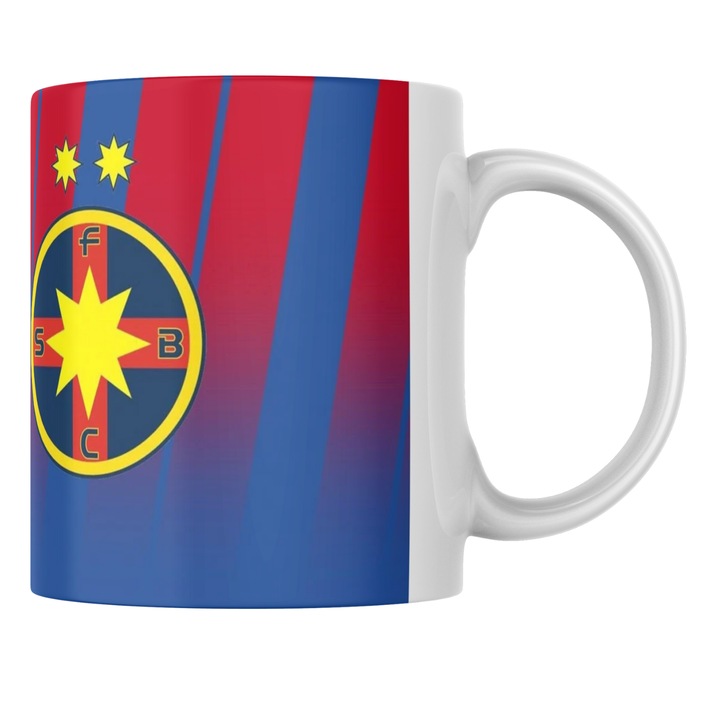 Cana personalizata „FCSB” v1, fotbal club Steaua Bucuresti, sport, fotbal, suporter, alba, 330 ml