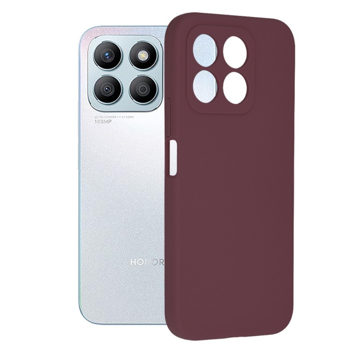 Калъф за телефон, съвместим с Honor x8b, микрофибърна технология, допълнителна професионална камера, лилаво слива