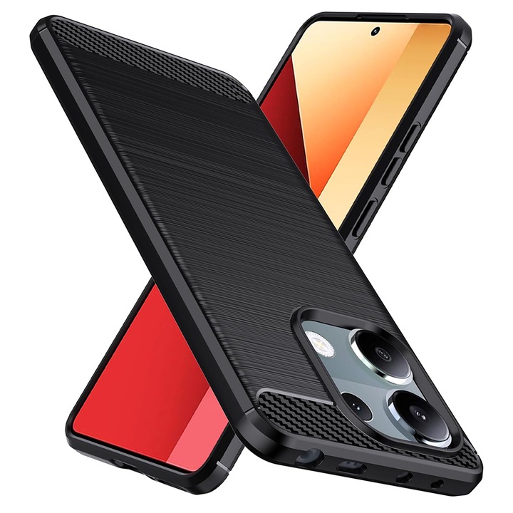 Калъф за Xiaomi Redmi Note 13 Pro 4G / Poco M6 Pro 4G, Techsuit Carbon Silicone, черен
