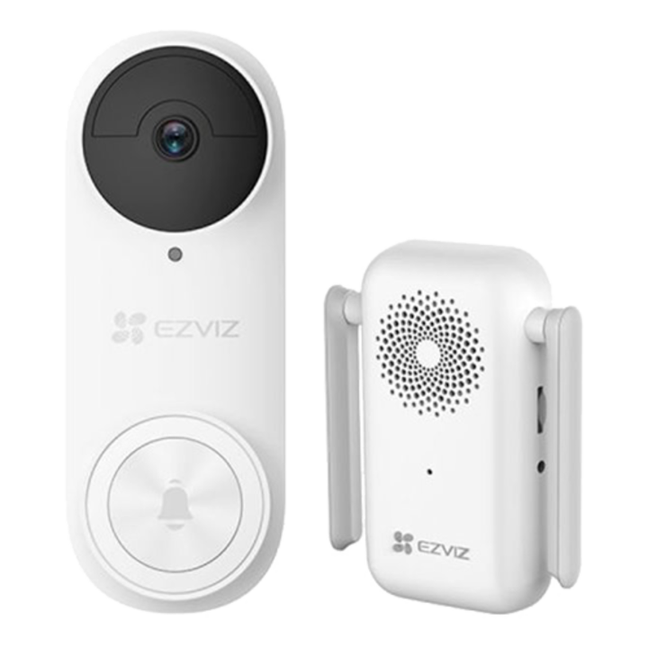 Kit sonerie video EZVIZ, conexiune Wi-Fi, rezolutie 3k, acumulator 5200mAh, PIR detectie miscare, unghi vizualizare ultra-larg, slot Sdcard