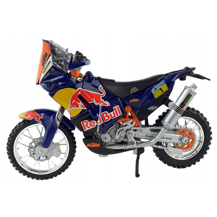 Мотоциклет Bburago Toy Motorcycle, RedBull Cycle KTM 450 Rally, 1:18, Метал, Многоцветен