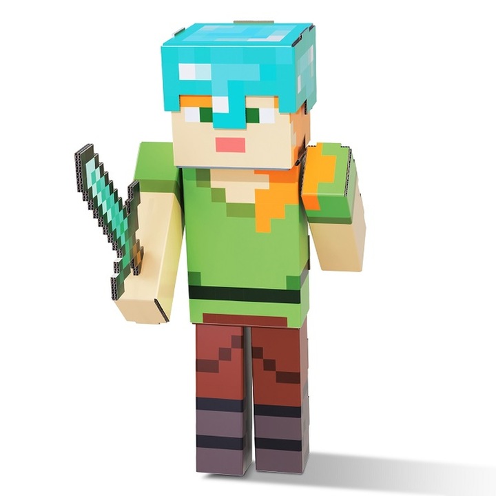 Figurina de construit Bladez, Minecraft, Alex, 24 cm, Carton, Multicolor