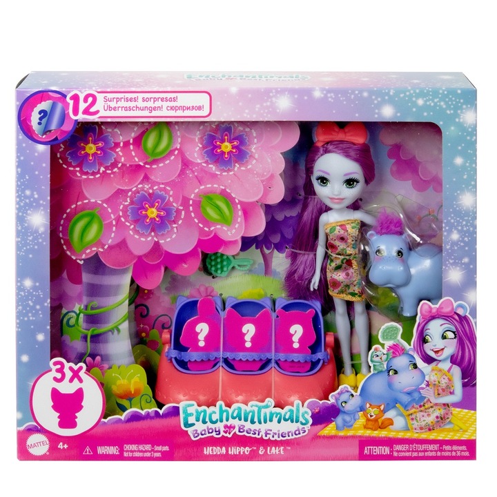 Комплект кукла и животно Mattel, Enchantimals, Baby Best Friends, Plastic, Multicolor