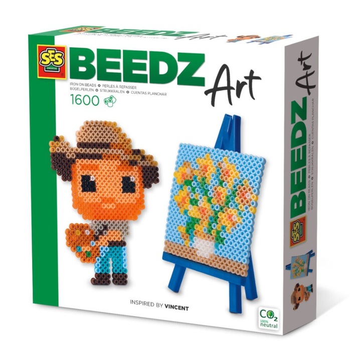 Комплект перли за гладене, SES Creative, Beedz Art Vincent, 1600 части, 5+ години, Многоцветни