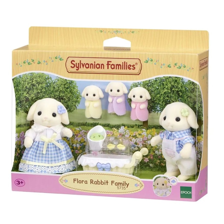 Комплект от 5 фигурки/аксесоари на зайчета, Epoch, Sylvanian Families, 3 години+, Многоцветен