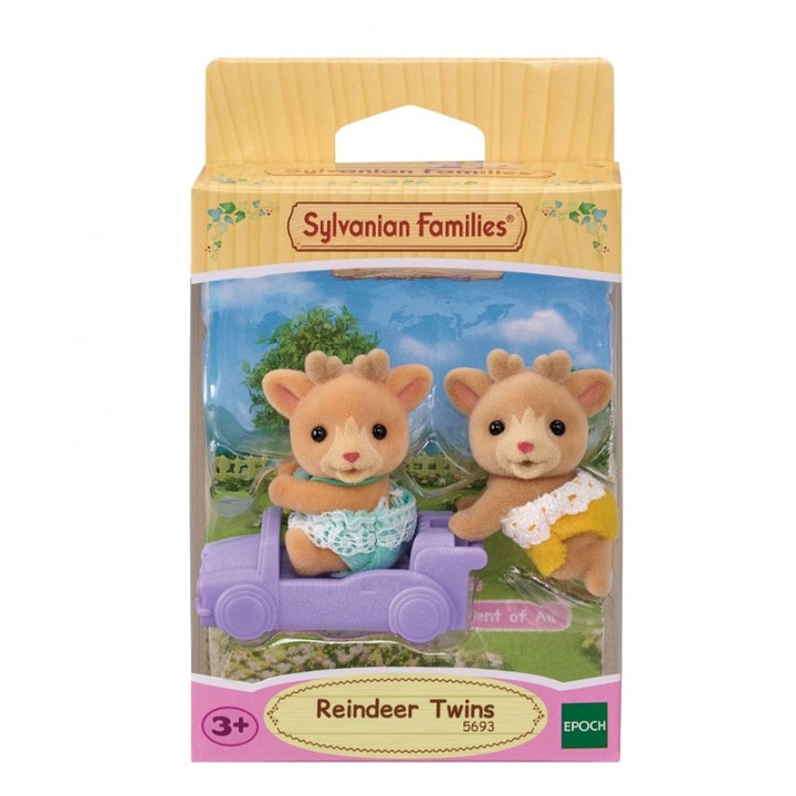 Комплект от 2 фигурки на елени с кола, Epoch, Sylvanian Families, 3 години+, многоцветни