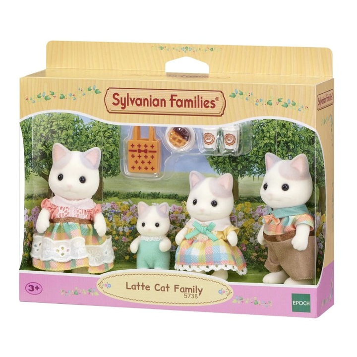 Комплект от 4 фигурки/аксесоари за котки, Epoch, Sylvanian Families, 3 години+, Многоцветни