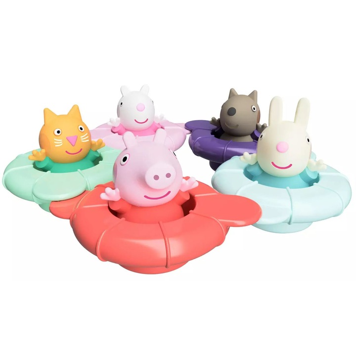 Комплект от 5 играчки за баня, Tomy, 18 M+, Многоцветни