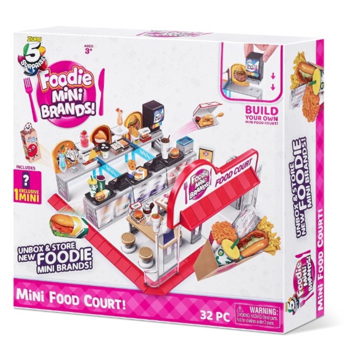 Set de figurine mini, Zuru, 5 Surprise Foodie Mini Brands Food Court, Mini Cantina cu 31 de Elemente, Detalii de Inalta Calitate, Asigura Distractie Indelungata si Interesul Copilului, Idee Ideala de Cadou, Multicolor